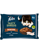 FELIX Tasty Shreds  mokra karma dla kota z kaczką i indykiem w sosie 4x80g