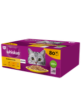 WHISKAS Adult saszetka 80 x 85 g Drobiowa Uczta - mokra karma dla dorosłego kota, w galaretce (kawałki z: kurczakiem, kaczką, drobiem, indykiem) + niespodzianka dla kota GRATIS!!!