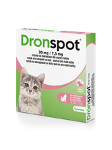 VETOQUINOL Dronspot Roztwór Do Nakrapiania Dla Małych Kotów o masie ciała od 0,5kg do 2,5kg 30mg/7,5mg (2x0,35ml)