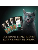 SHEBA Selection Select Slices Rybne Smaki saszetki 4x85 g – mokra karma pełnoporcjowa dla dorosłych kotów, w sosie (kawałki z: łososiem i dorszem czarnym, białą rybą, rybą oceaniczną, dorszem)