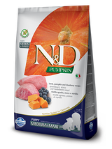 Farmina N&D Pumpkin Grain Free canine LAMB & BLUEBERRY PUPPY MEDIUM & MAXI 12kg / opakowanie uszkodzone!!! (8833,9355)