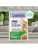 CAT CHOW Sterilised Karma dla kotów z jagnięciną i zieloną fasolką w sosie 10x85g