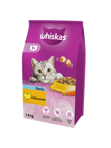 WHISKAS Sterile 3x1,4 kg - sucha karma dla dorosłego kota po zabiegu kastracji, z pysznym kurczakiem