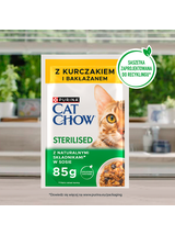 CAT CHOW Sterilised Karma dla kotów z kurczakiem i bakłażanem w sosie 10x85g