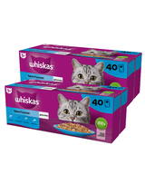 WHISKAS Adult saszetki 80 x 85 g Rybne Przysmaki - mokra karma dla dorosłego kota, w galaretce (kawałki z: łososiem, tuńczykiem, dorszem, białą rybą)