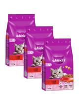 WHISKAS Adult 11,4kg (3x3,8kg) - sucha karma pełnoporcjowa dla dorosłych kotów, z pyszną wołowiną