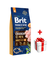 BRIT Premium By Nature Adult M 15kg  + niespodzianka dla psa GRATIS!