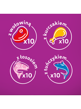 WHISKAS Adult saszetki 160x85g Mix Smaków - mokra karma dla dorosłego kota, w galaretce (kawałki z: wołowiną, kurczakiem, łososiem, tuńczykiem)