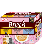 INABA Ciao Broth - karma uzupełniająca dla kota bulion o smaku kurczaka, łososia i tuńczyka 24x40g