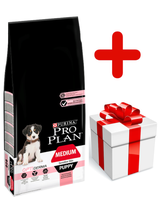 Purina Pro Plan Medium Puppy Sensitive Optiderma, łosoś i ryż 12kg   + niespodzianka dla psa GRATIS!