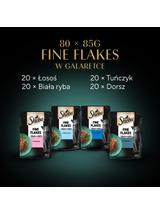 SHEBA Delicacy Rybne Smaki saszetki 80x85 g – mokra karma pełnoporcjowa dla dorosłych kotów, w galaretce (kawałki z: łososiem, białą rybą, tuńczykiem, dorszem)