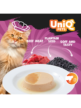 UNIQ PETS KARMA MOKRA DLA KOTA ROYAL BEEF pasztecik wołowy z nasionami babki lancetowatej 30 g x 8 szt