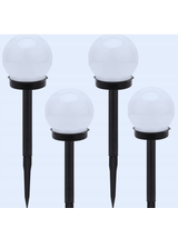 4x lampa solarna ogrodowa kula biała wbijana 10 cm