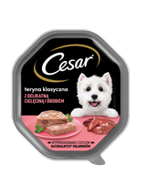 CESAR tacka 150 g – mokra karma pełnoporcjowa dla dorosłych psów, teryna z delikatną cielęciną i drobiem
