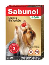 Sabunol ozdobna czarna obroża dla Yorków 35 cm+ Cestal Dog Plus tabletki na odrobaczanie psów 2 sztuki