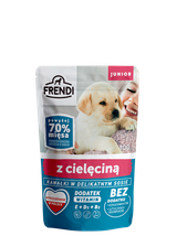 Frendi- Junior, Kawałki w delikatnym sosie z cielęciną dla psa 100g