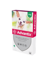 Advantix - dla psów do 4kg (pipeta 0,4ml)+ Cestal Dog Plus tabletki na odrobaczanie psów 2 sztuki