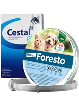 ELANCO Foresto Obroża dla kotów i psów poniżej 8kg+ Cestal Dog Plus tabletki na odrobaczanie psów 2 sztuki