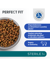 PERFECT FIT (Sterile 1+) 6x750g Bogaty w wołowinę - sucha karma dla kota po sterylizacji