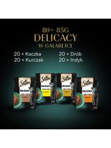 SHEBA Delicacy Fine Flakes Drobiowe Smaki saszetki 80x85 g – mokra karma pełnoporcjowa dla dorosłych kotów, w galaretce (kawałki z: kaczką, kurczakiem, drobiem, indykiem)