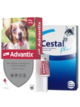 Advantix - dla psów 10-25kg (pipeta 2,5ml)+ Cestal Dog Plus tabletki na odrobaczanie psów 2 sztuki