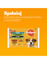 PEDIGREE Adult saszetka 4x100 g - Wybór Smaków z Marchewką w Sosie, mokra karma pełnoporcjowa dla dorosłych psów (kawałki bogate w mieszankę wołowiny i jagnięciny oraz kawałki bogate w indyka)