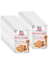 BRIT CARE Cat Pouches Fillets in Gravy with Tender Turkey &  Savory Salmon 24x85g