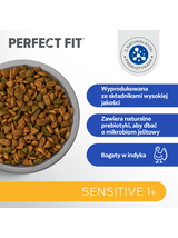 PERFECT FIT (Sensitive 1+) 4x750g Bogaty w indyka - sucha karma dla kota z wrażliwym układem trawiennym