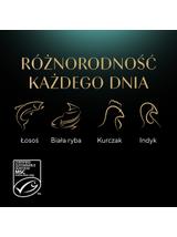 SHEBA Delicacy Fine Flakes Wybór Smaków saszetki 4x85 g – mokra karma pełnoporcjowa dla dorosłych kotów, w galaretce (kawałki z: łososiem, białą rybą, kurczakiem, indykiem)
