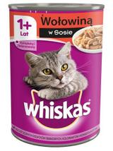 WHISKAS Adult puszka 24x400 g - mokra karma dla dorosłego kota, kawałki z wołowiną w sosie