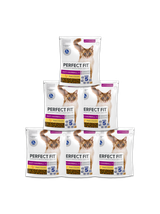Perfect Fit™ Anti-hairball 1+, 6x750 g – sucha karma pełnoporcjowa dla kotów, bogata w kurczaka