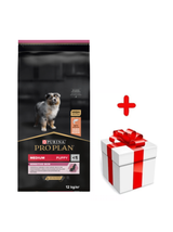 Purina Pro Plan Medium Puppy Sensitive Optiderma, łosoś i ryż 12kg   + niespodzianka dla psa GRATIS!