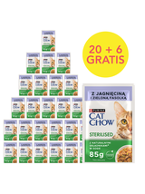 CAT CHOW Sterilised Karma dla kotów z jagnięciną i zieloną fasolką w sosie 85g Saszetka 20+6 GRATIS