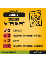 PEDIGREE Adult saszetka 12x100 g - Wybór Smaków z Warzywami w Sosie - mokra karma pełnoporcjowa dla dorosłych psów (kawałki bogate w kurczaka, kawałki bogate w mieszankę wołowiny i wątróbki, kawałki bogate w indyka)