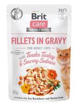 BRIT CARE Cat Pouches Fillets in Gravy with Tender Turkey &  Savory Salmon 24x85g