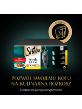 SHEBA saszetka 50x50g Fresh & Fine - mokra karma dla kotów dorosłych w sosie (z kurczakiem, z drobiem, z indykiem)