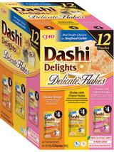 INABA Ciao Dashi Delights Delicate Flakes- karma uzupełniająca dla kota o smaku kurczaka, kurczaka i sera,  kurczaka i łosiosia 12x40g
