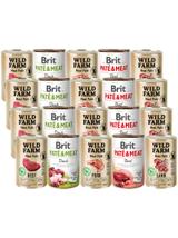 BRIT PATE & MEAT + WILD FARM Pate Mix smaków 20x400g