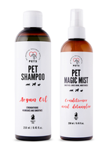 PET Shampoo Argan Oil_Szampon Arganowy 250ml Hypoallergenic + Pet Magic Mist - Magiczna Mgiełka do Sierści 250ml Łatwe rozczesywanie i odżywiona sierść
