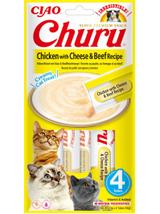 INABA  Churu przysmak dla kota o smaku kurczaka, sera i wołowiny 4x14g