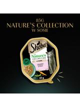 SHEBA Nature’s Collection tacka 22x85 g – mokra karma pełnoporcjowa dla dorosłych kotów, kawałki z łososiem przybranym groszkiem, w sosie