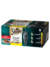 SHEBA saszetka 50x50g Fresh & Fine - mokra karma dla kotów dorosłych w sosie (z kurczakiem, z drobiem, z indykiem)