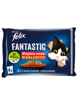 FELIX Wiejskie Smaki w galaretce z wołowina i kurczakiem 4x85g