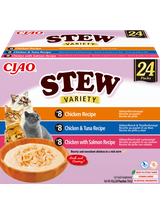 INABA Cat Ciao Stew - karma uzupełniająca dla kota o smaku kurczaka, tuńczyka i łososia 24x40g