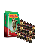 Favorit Karma sucha dla psa z wołowiną 10kg + 10 x Karma Premium Hektor baton dla psa z jagnięciną 1kg