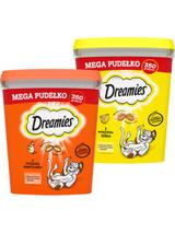 DREAMIES Mega Pudełko 2x350g – karma uzupełniająca dla dorosłych kotów, z pysznym kurczakiem / z pysznym serem