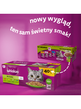 WHISKAS Adult saszetki 160x85g Mix Smaków - mokra karma dla dorosłego kota, w galaretce (kawałki z: wołowiną, kurczakiem, łososiem, tuńczykiem)