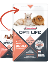 VERSELE-LAGA Opti Life Adult Skin Care Mini 7,5kg + niespodzianka dla psa GRATIS!