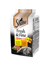 SHEBA saszetka 6x50g Fresh & Fine - mokra karma dla kotów w sosie (z kurczakiem, z indykiem)