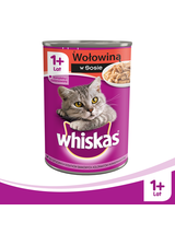 WHISKAS Adult puszka 24x400 g - mokra karma dla dorosłego kota, kawałki z wołowiną w sosie